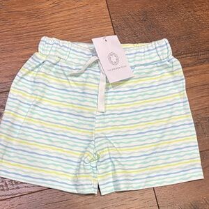 The Proper Peony Kids Striped Shorts - White, Green, Blue